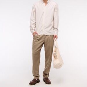 Abercrombie Loose Pull-On Pleated Pants Brown Large Short